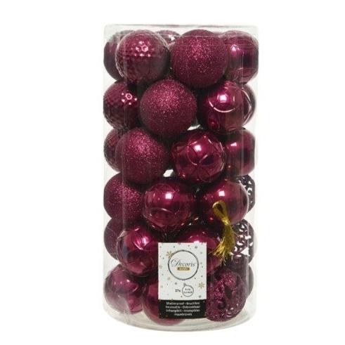 Set of 37 Mixed Christmas Magenta 6cm Baubles