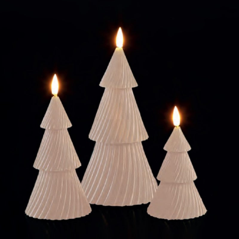 Set of 3 Cream Christmas Tree Wax Candle