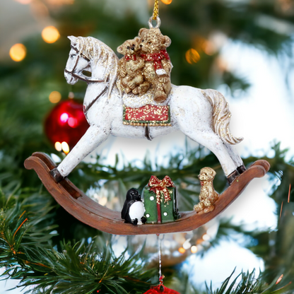 Gisela Graham Teddies on Rocking Horse Decoration