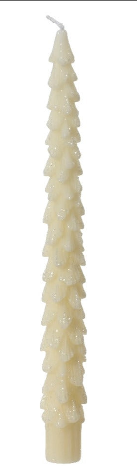 Set of 2 Wool White Tree Dinner Candles