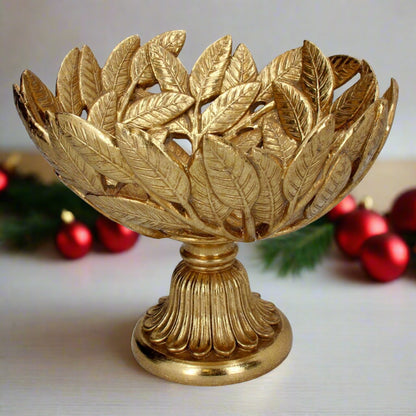 Gold Leaf Bowl on Pedestal