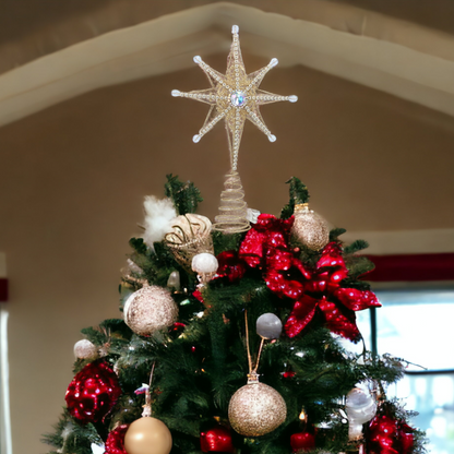 Gold Star with Beading and Jewel Tree Topper