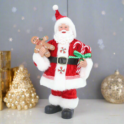 Candy Cane Santa with Gingerbread Ornament