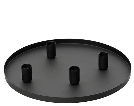 Black 4 Candle Holder Circle Dish