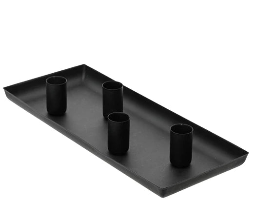 Black 4 Candle Holder Rectangular Dish