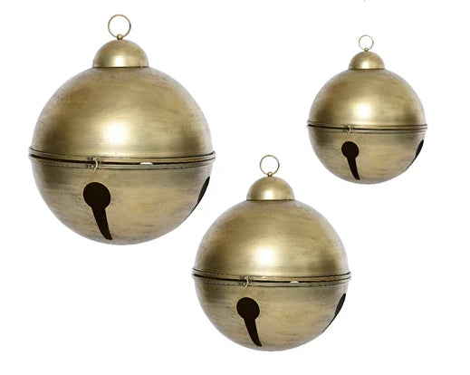 Set of 3 Gold Oversized Christmas Metal Bells