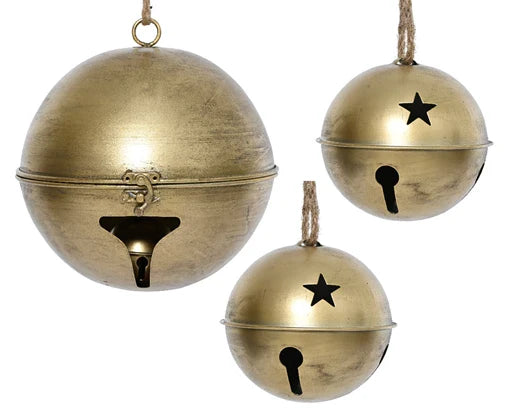 Set of 3 Gold Large Christmas Bells