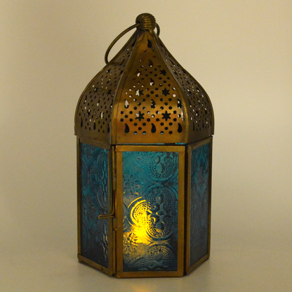 Moroccan Style Blue Set Of 2 Small Lanterns