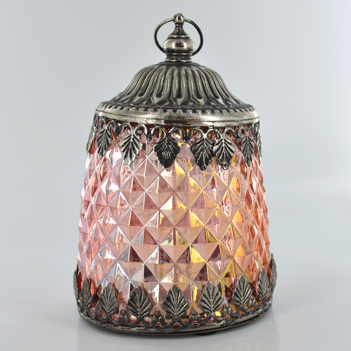 Small Vintage Style Smokey Pink LED Lantern