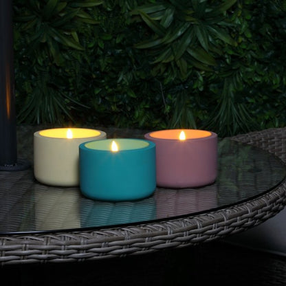 Small Accent Concrete Flickering Flame Led Garden Candle