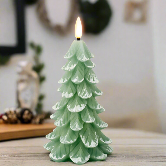 Green Christmas Tree Candle LED 16.5cm