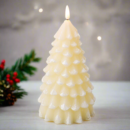 Cream Christmas Tree Candle LED 22cm