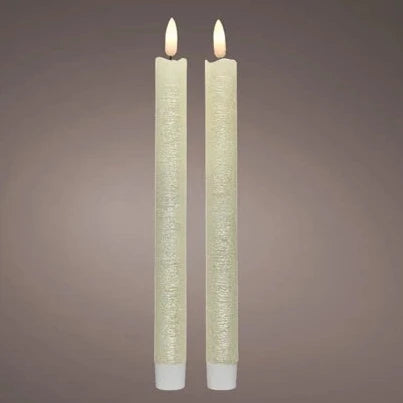 2 LED Wick Pearl Dinner Candles 24cm