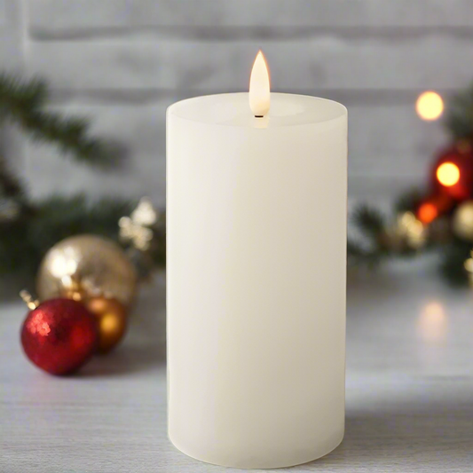 White LED Wick Flat Top Wax Candle 15cm x 7cm