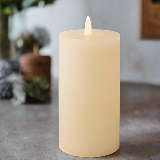 Cream LED Wick Flat Top Wax Candle 15cm x 7cm