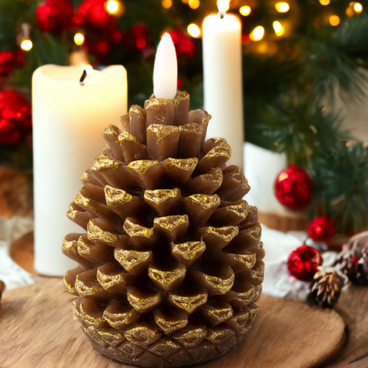 Pinecone LED Wick Candle 13cm