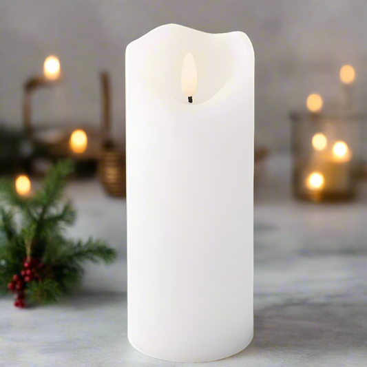 White Wave Top LED Wax Candle 17cm