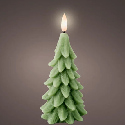 Green LED Wick Christmas Tree Shaped Candle 15.5cm