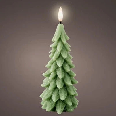 Green LED Wick Christmas Tree Shaped Candle 19.3cm