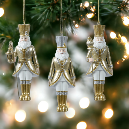 Gold and Silver Santa Soldier Hanging Decoration