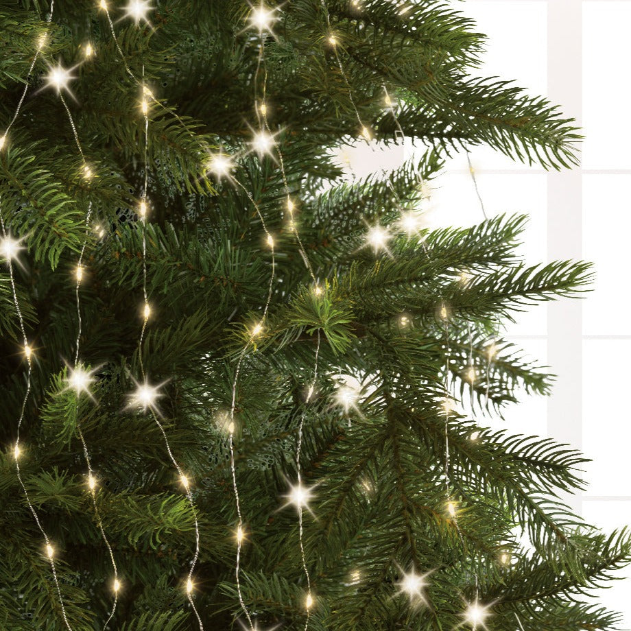 Lumineo Warm White Silver Wire Flashing Effect Tree Lights 210cm