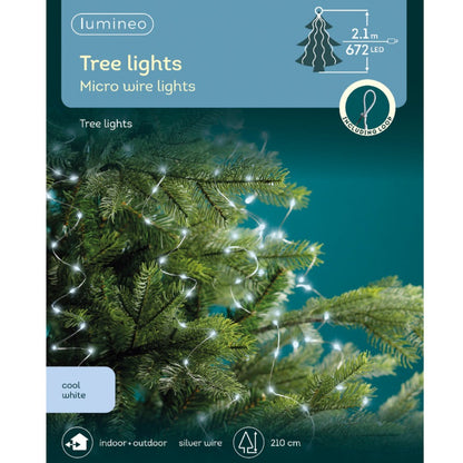 Lumineo Cool White Silver Cable Tree Lights 210cm