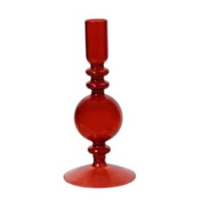 Red Transparent Glass Candle Holder 19cm