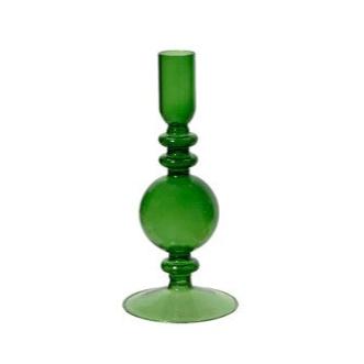 Green Transparent Glass Candle Holder 19cm