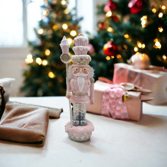 Christmas Pink Cupcake Nutcracker 16cm