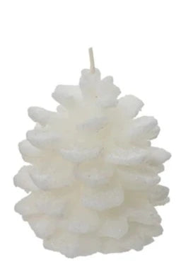 White Pinecone Wax Candle 13cm