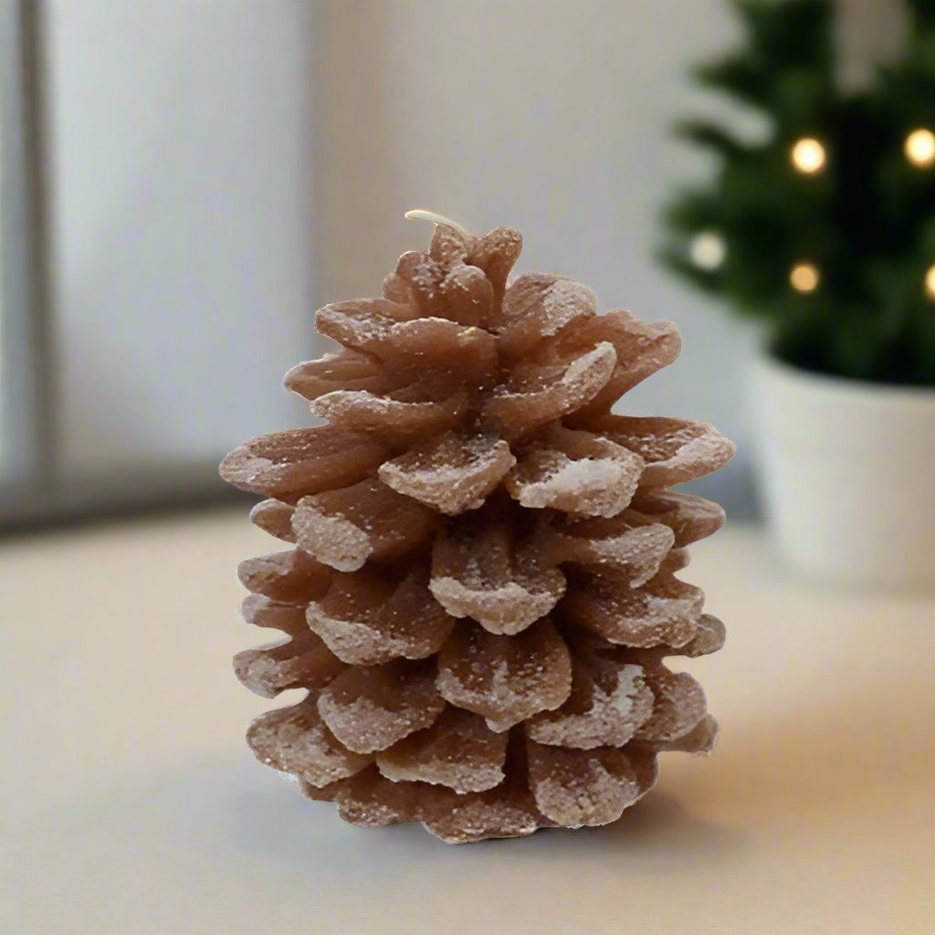 Brown Pinecone Wax Candle 9cm