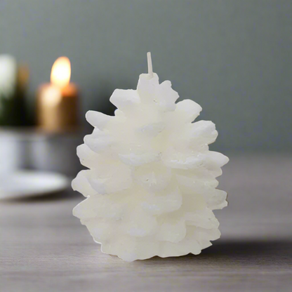 White Pinecone Wax Candle 9cm