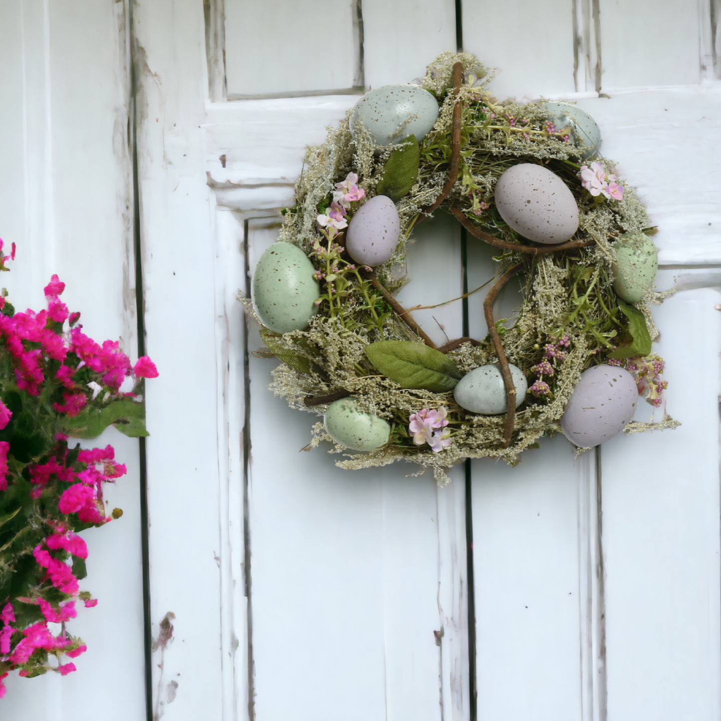 Floral Speckled Egg Easter Wreath