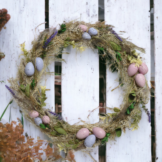 Dried Flowers and Eggs Easter Wreath