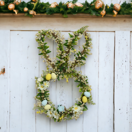 Floral Bunny Shaped Easter Wreath