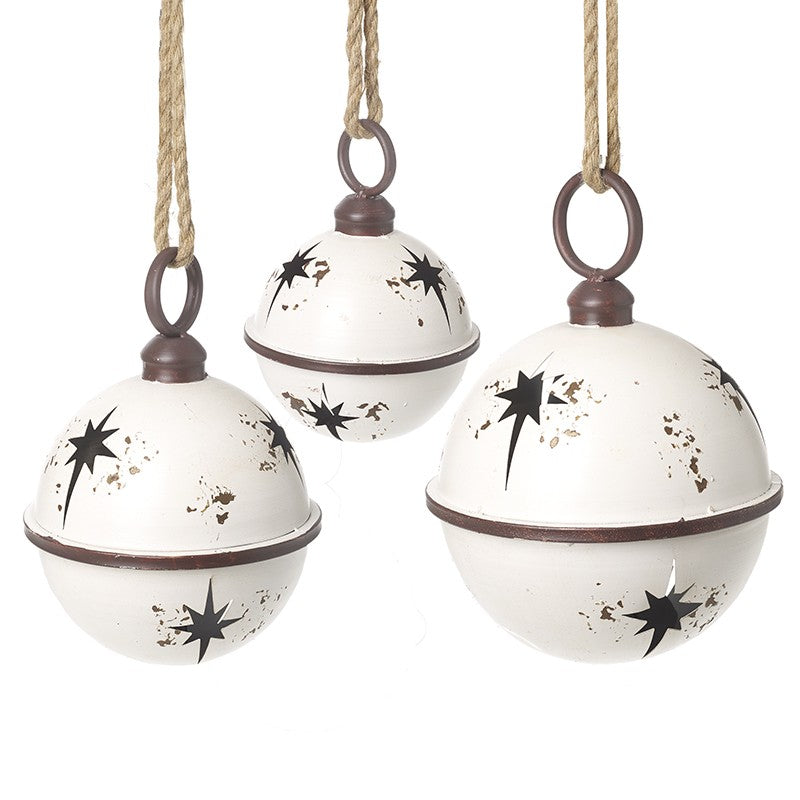 Set of 3 Star Cut Out White Christmas Bells