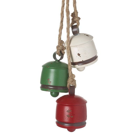 Red, White and Green Rustic Hanging Bells