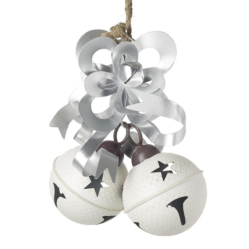 Hanging White Bells with Silver Bow