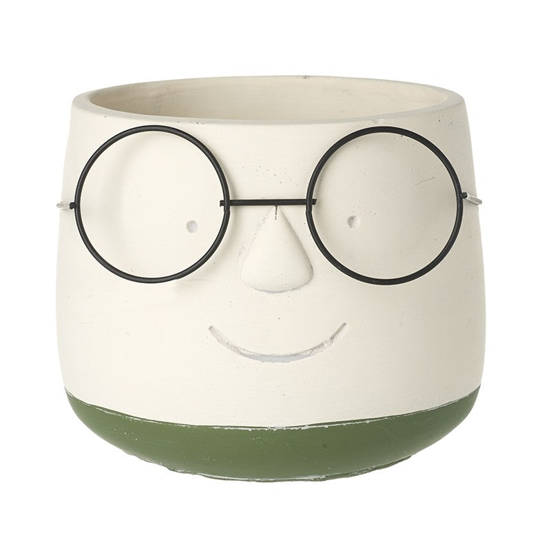 Smiley Face with Glasses Plant Pot