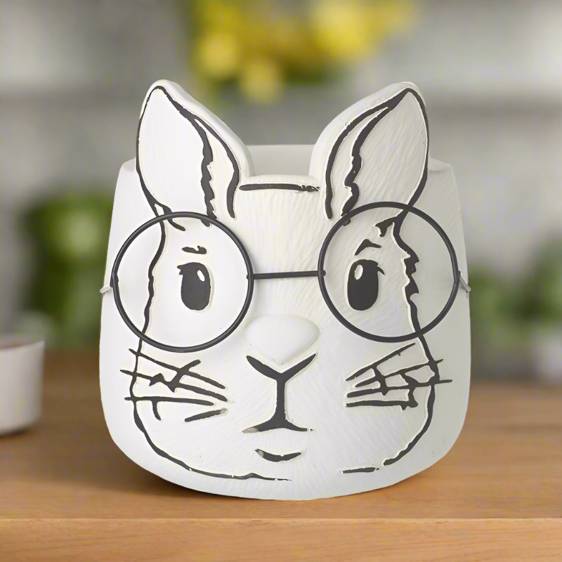 Large Bunny with Glasses Plant Pot