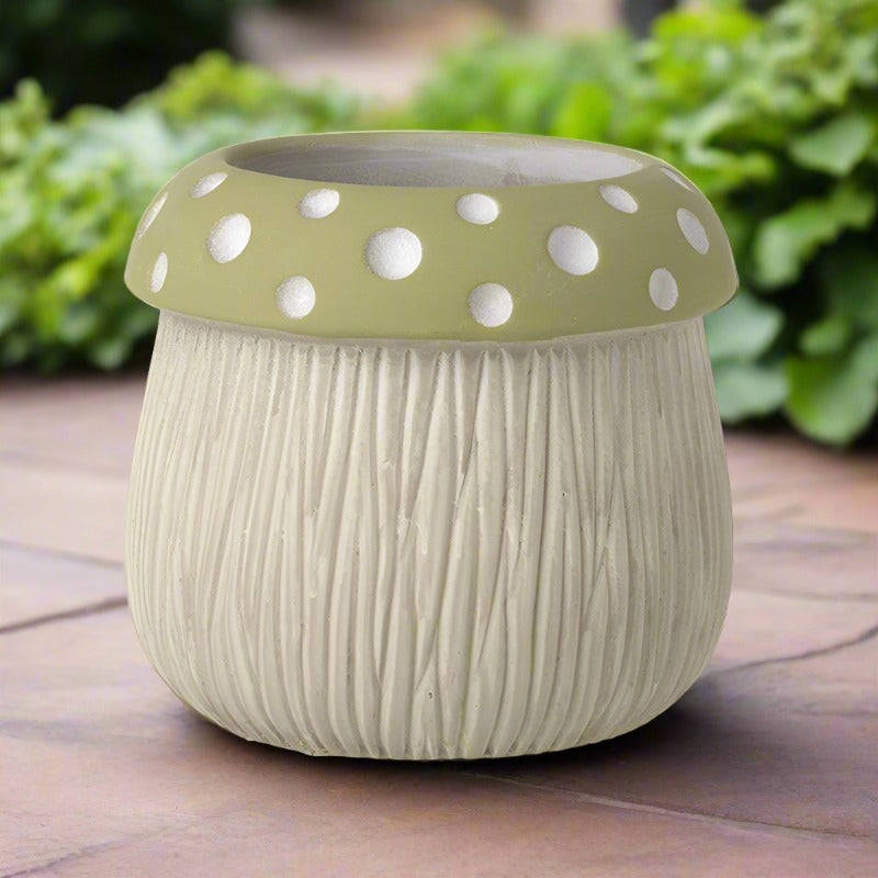 Green Polka Dot Mushroom Plant Pot