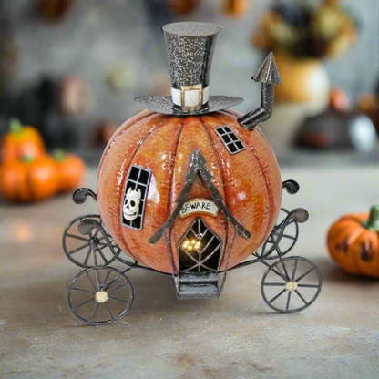 Halloween Pumpkin LED Lit Carriage