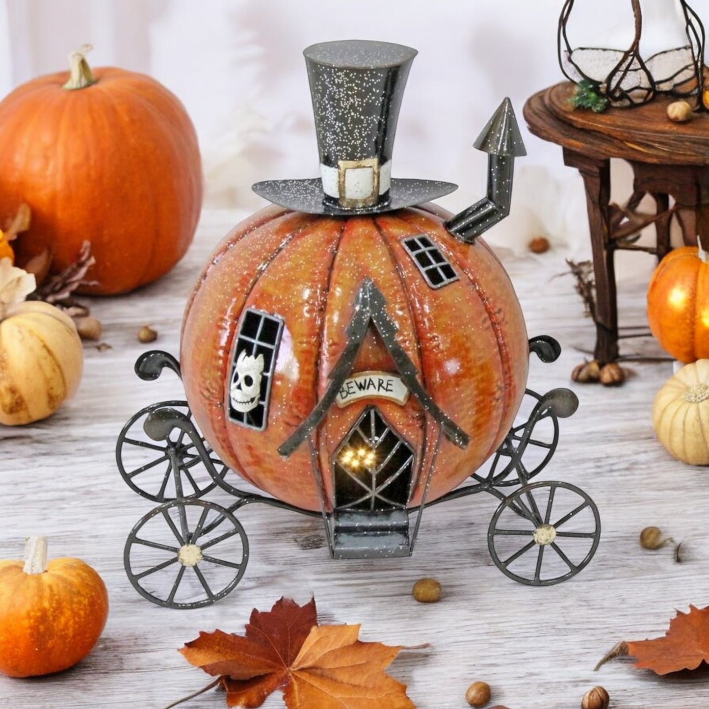 Halloween Pumpkin LED Lit Carriage