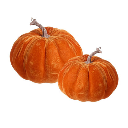 Halloween Set of 2 Velvet Pumpkin Decoration