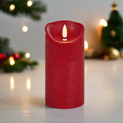 Red 18 x 9cm FlickaBright Textured Candle with Timer