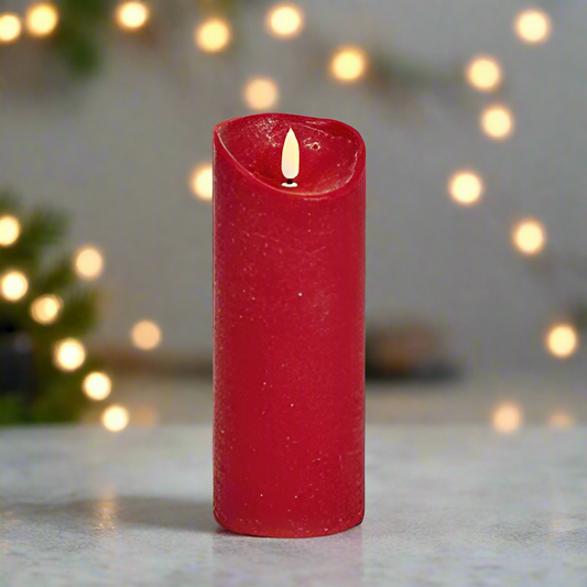 Red 23 x 9cm FlickaBright Textured Candle with Timer