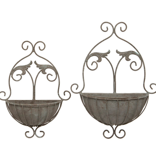 Set of 2 Ornate Wall Planters