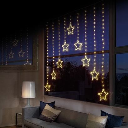 Premier 1.2m x 1.2m Pin Wire Star V Curtain 303 Warm White LED Light