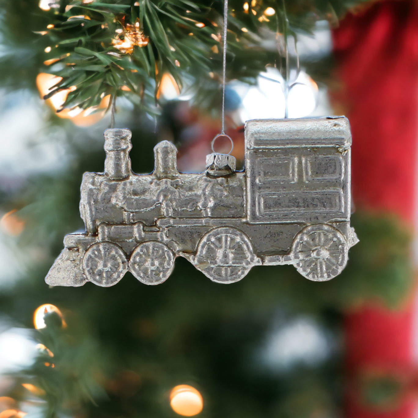 Silver Train 12cm Hanging Decoration