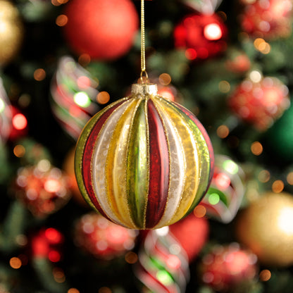 Stripe Glass Ball Hanging Christmas Bauble Decoration